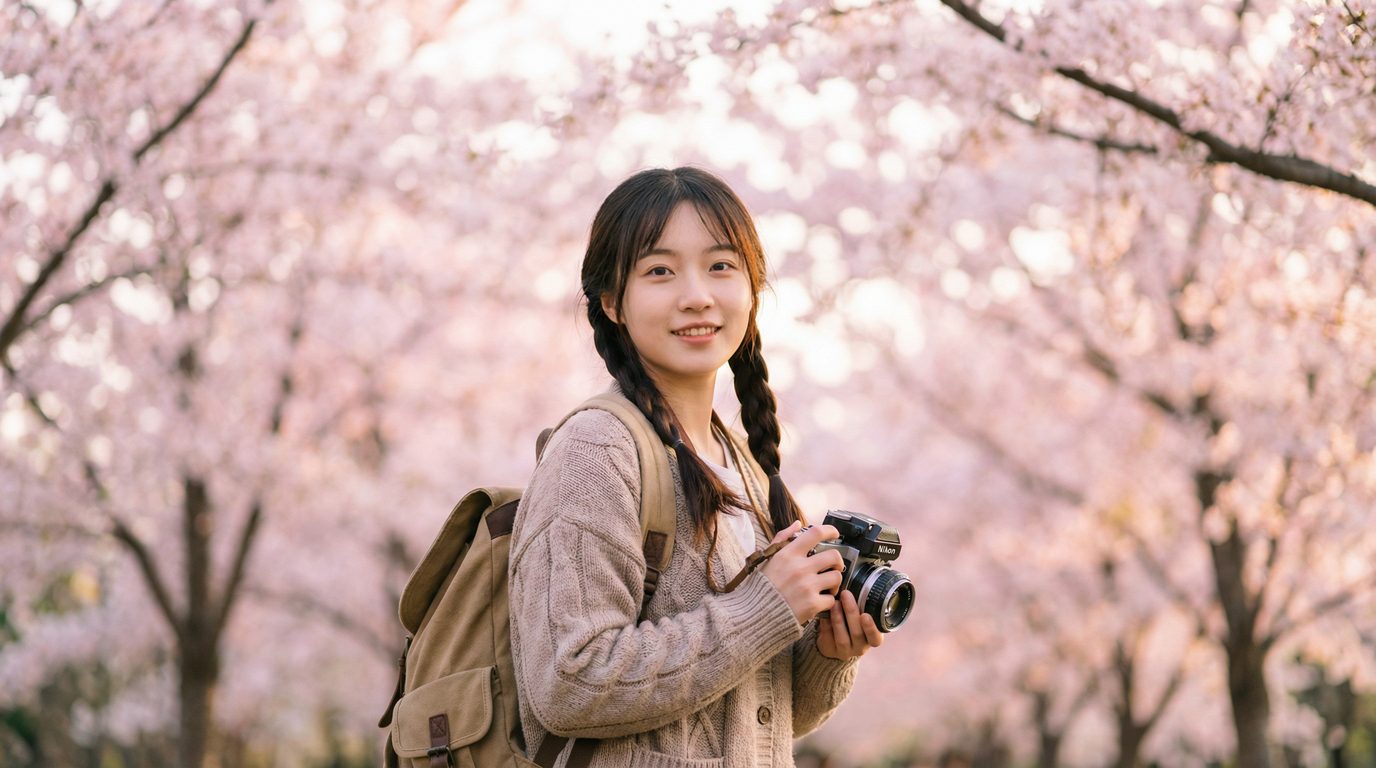 樱花季校园写真视频拍摄